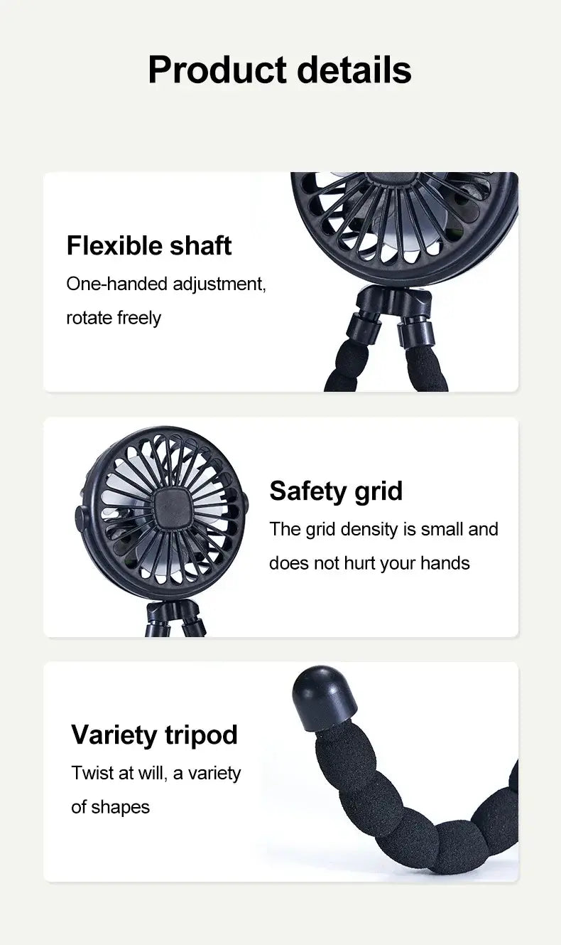 Portable Three Clawed Octopus Fan that Can be Hung Erected Wrapped Pushed Student Dormitory Outdoor Camping Desktop USB Fan