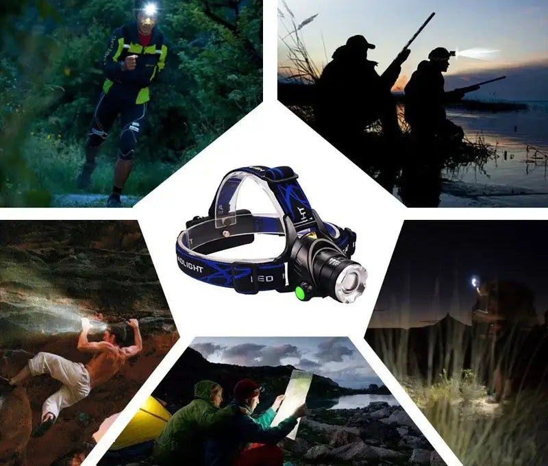 Super Bright LED Fishing Headlamp, Camping Light, 3 Lighting Modes, Support Telescopic Zoom.