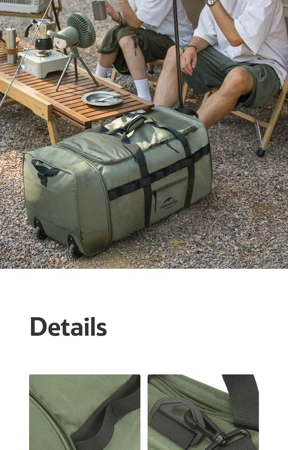 Naturehike Foldable Towing Wheel Bag Camping Storage Bag Portable Outdoor Travel Large Capacity Luggage