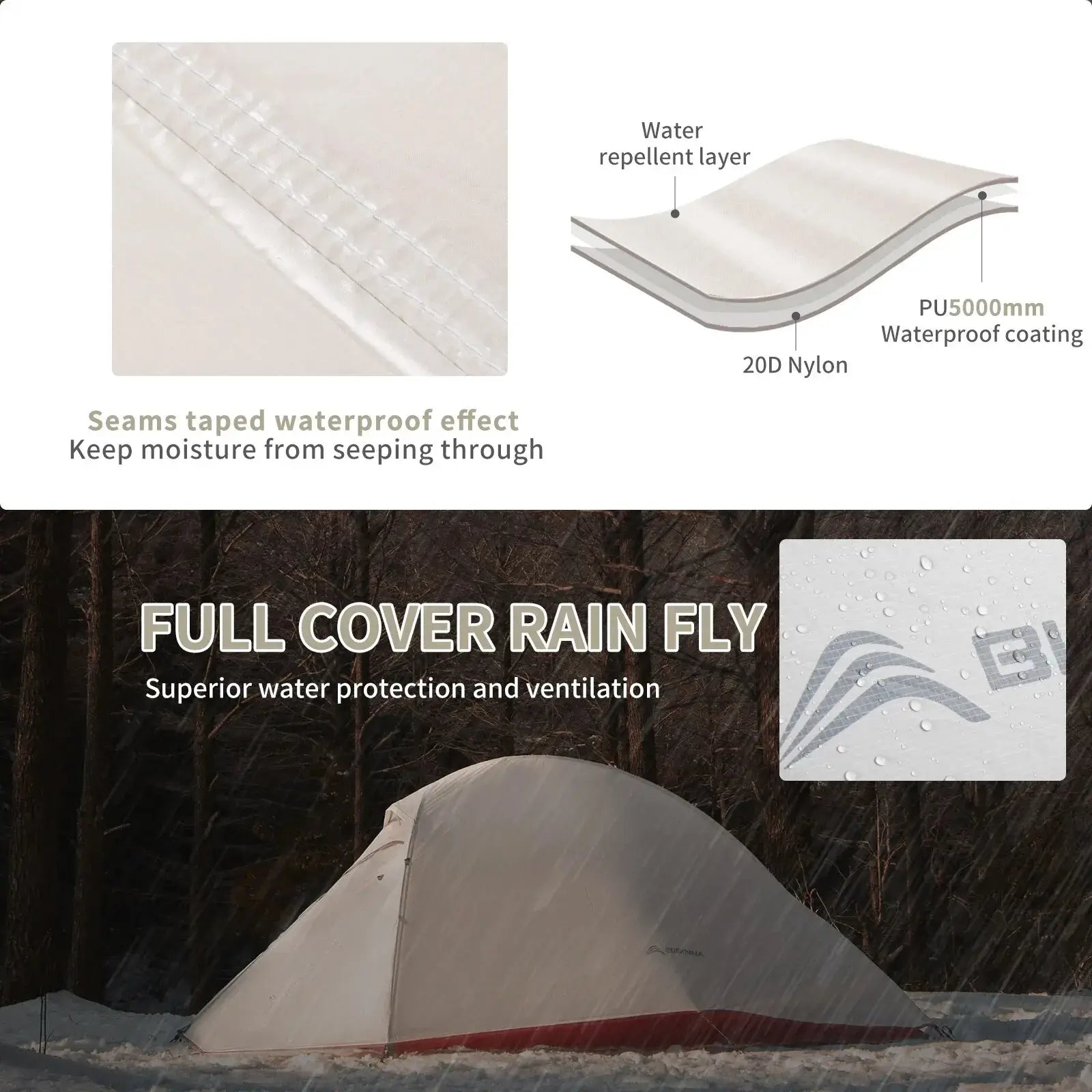 Ultralight Camping Tent Backpack Tent 20D Nylon Waterproof Outdoor Hiking Travel Tent Cycling Tent 1-2 Person