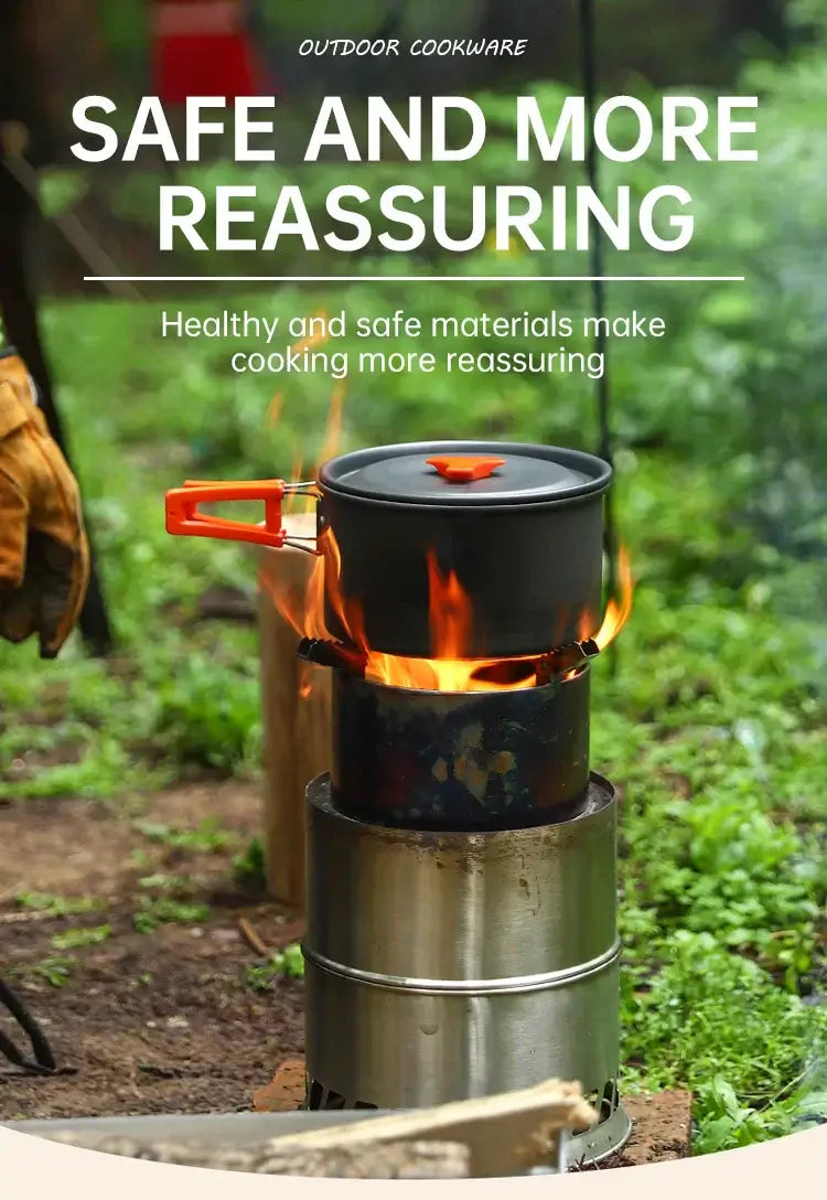 Camping cookware set for 2-3 people portable outdoor tableware for hiking picnicking travel cooking utensils kettle pot set