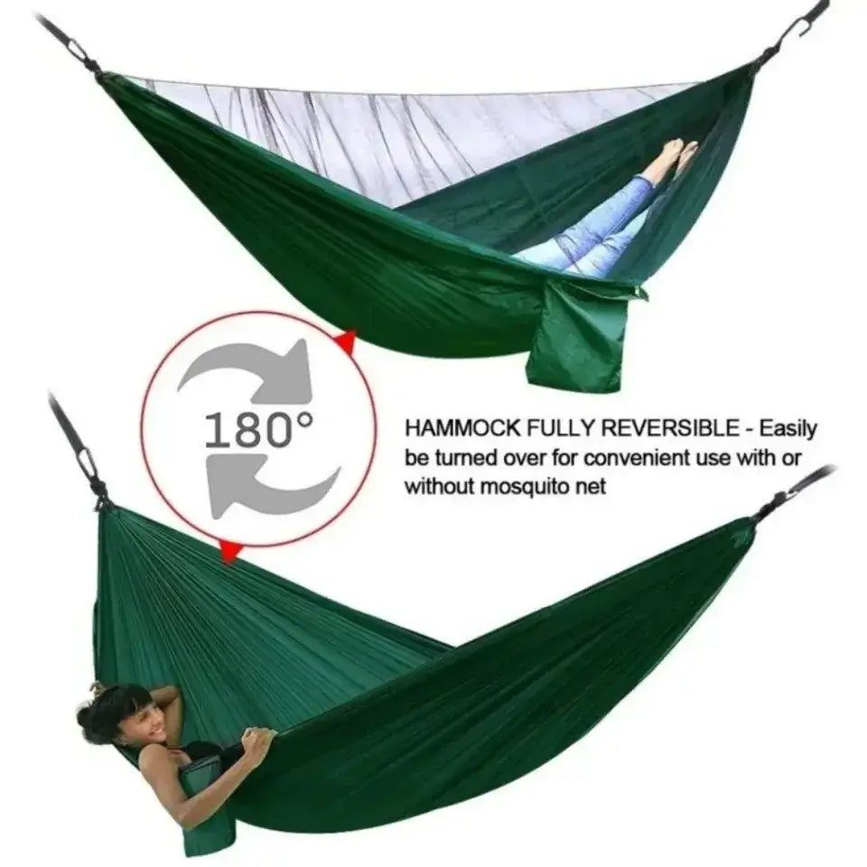 Outdoor Camping Hammock With Mosquito Net Lightweight Hanging Hammocks High Strength Parachute Fabric Hanging Bed Net 250x120cm