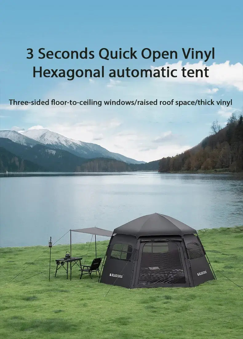 6-8 Person Tent Outdoor Hexagonal Automatic Quick-open Camping Tent Portable Folding Vinyl Sunproof Rainproof