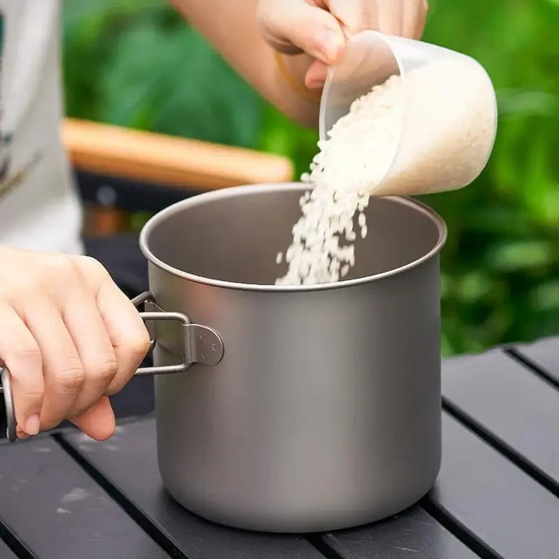 Outdoor Ultra Light Pure Titanium Portable Pot With Lid Frying Pan Camping Multifunctional Tableware Large Capacity Boiling Cup