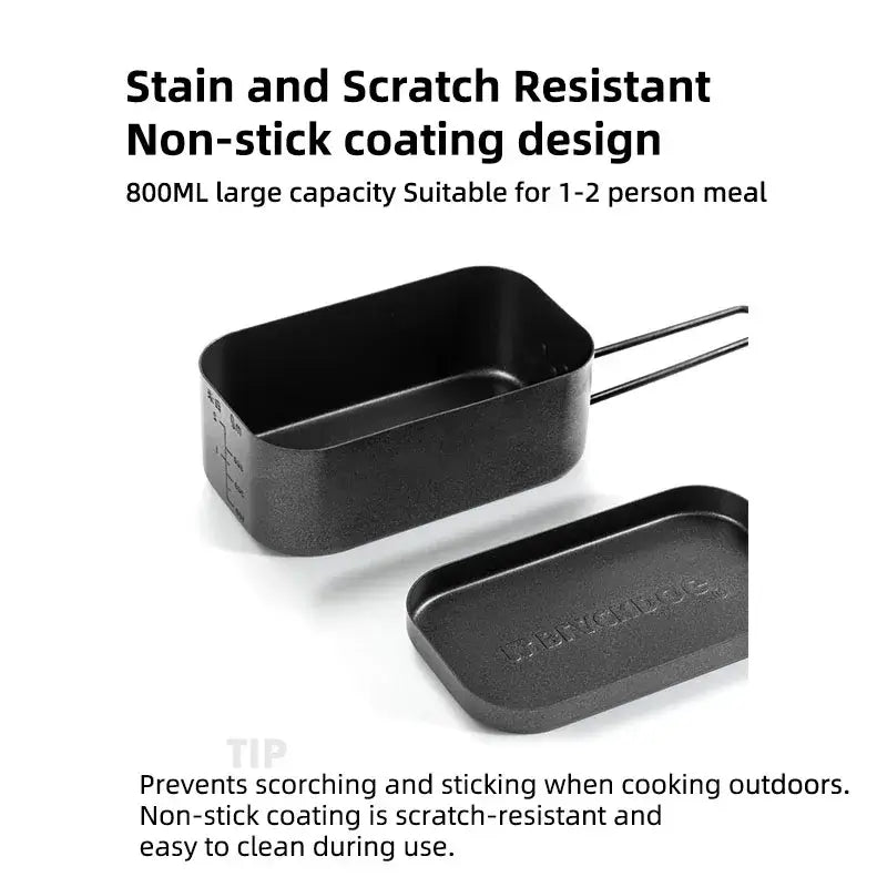 Black Dog Outdoor Aluminium Lunch Box Anti Scalding One Box Can Be Used Dual Purpose Convenient Camping Tableware Artifact