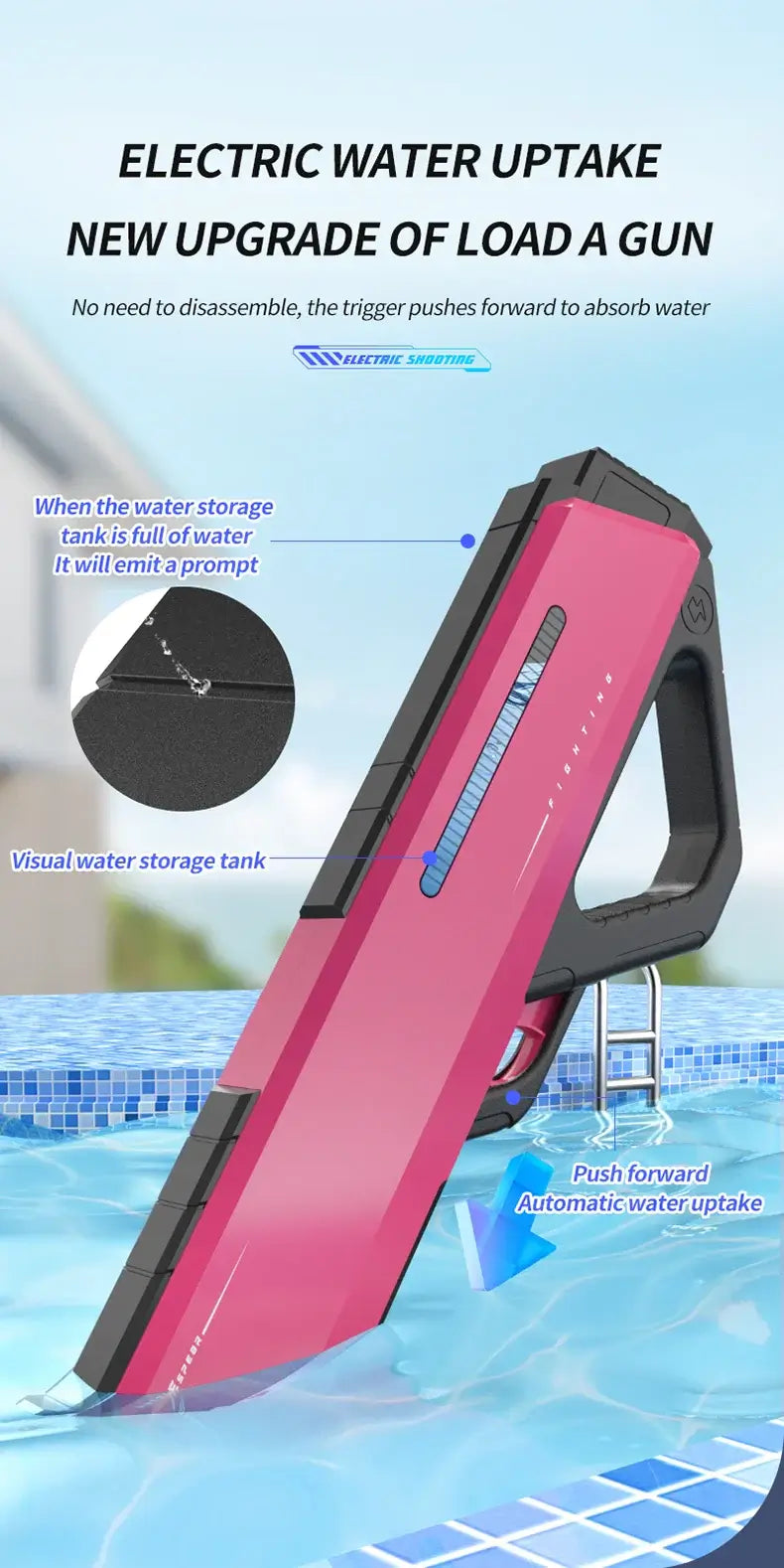 Automatic Water High Pressure Electric Water Gun Toys for Kids Summer Outdoor Pool Fight Games Children Water Toys Gift