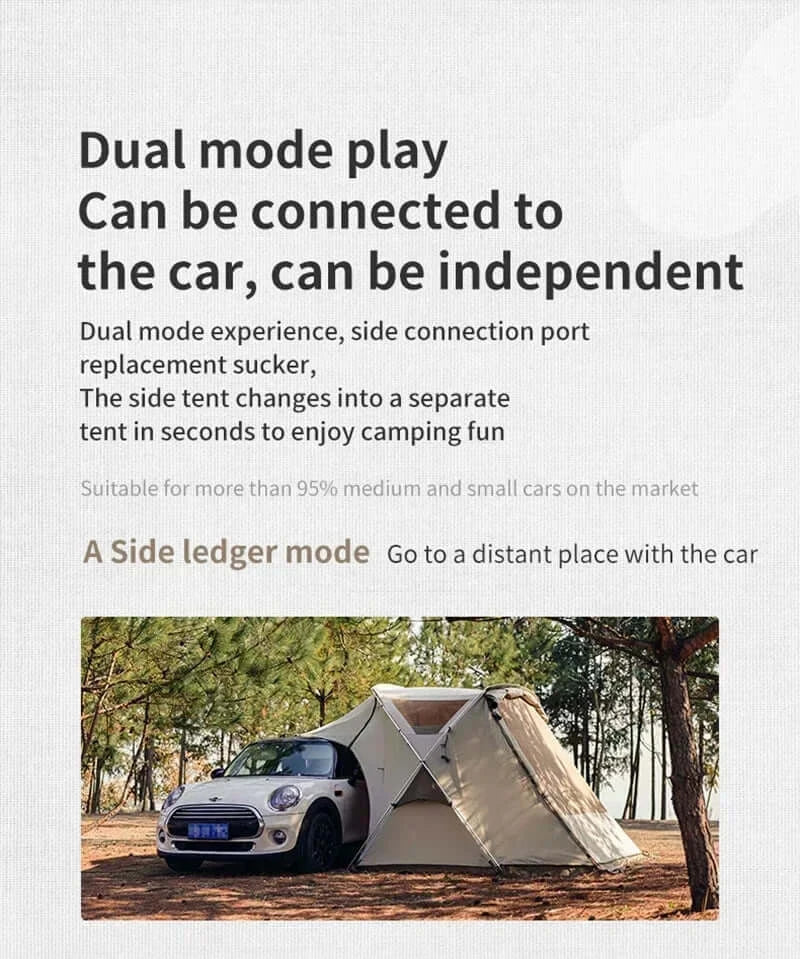 Naturehike Outdoor Travel Car Side Tent 150D Polyester Oxford Dual Purpose Car Body Suction Cup Camping Hiking 2Person Tent