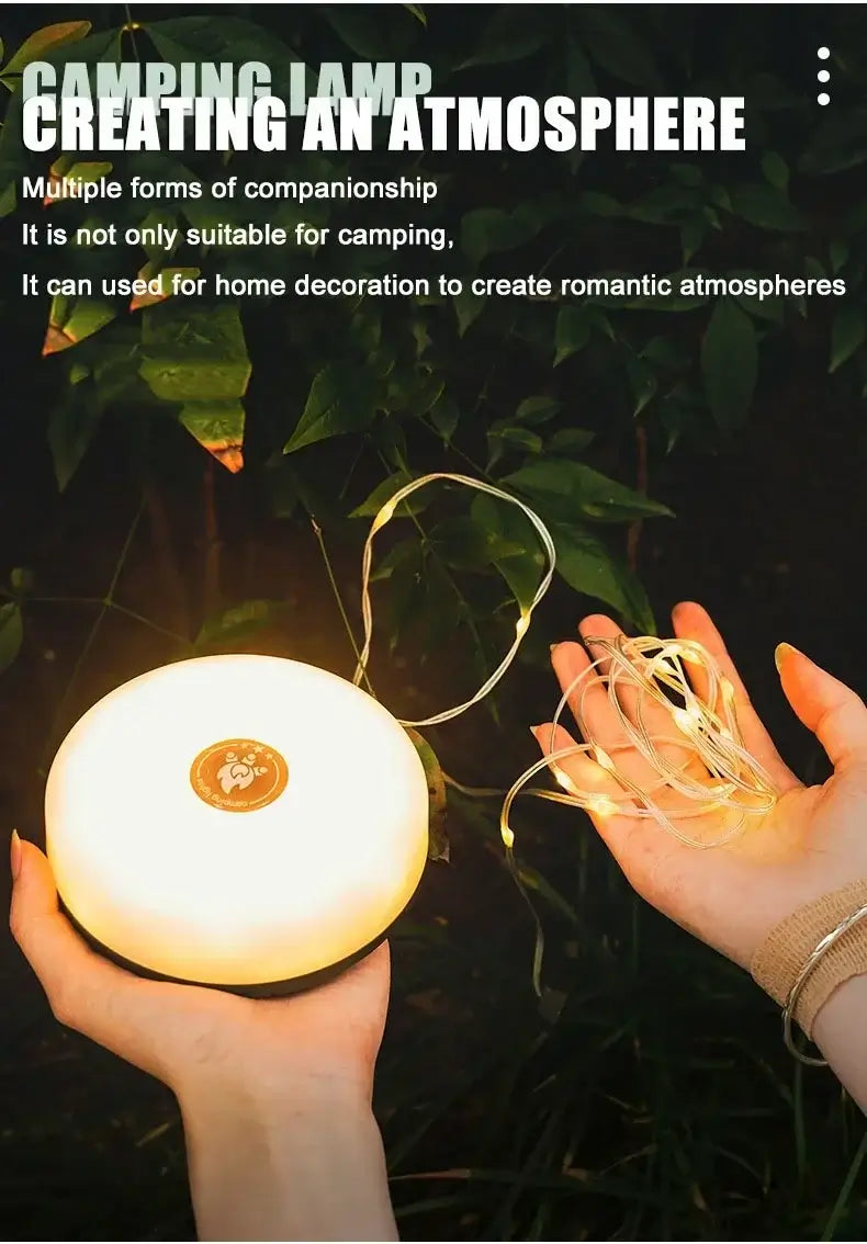 Multifunctional 4 in 1 Design Camping Light String USB Rechargeable Outdoor Tent Decor Light XTE LED Flashlight with Magnet Hook