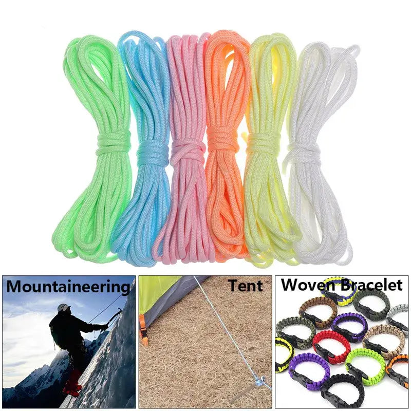 Luminous Rope 9 Strands 4mm Fluorescent Paracord Nylon 550 Tent Cord Outdoor Parachute Camping Lanyard Survival Glow In The Dark