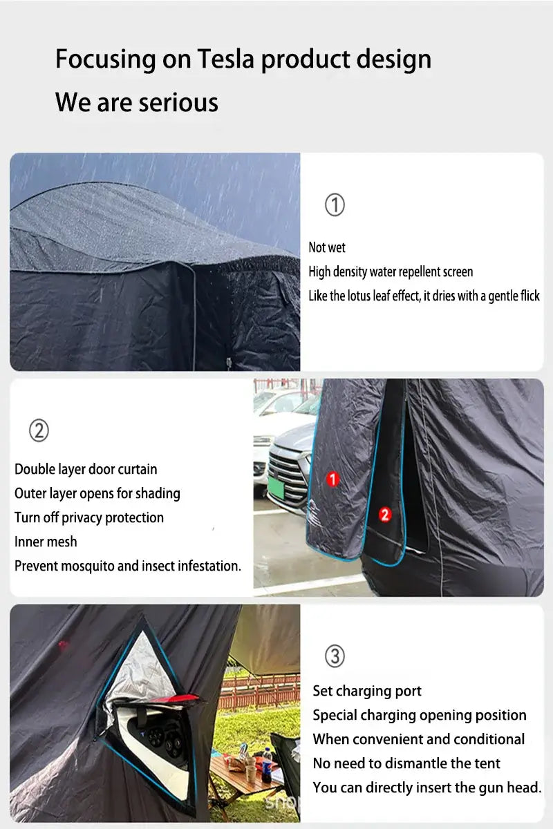 Camping Tent For Tesla Model Y Tailgate Shade Awning Tent Tesla Accessories Anti-Tear & Waterproof