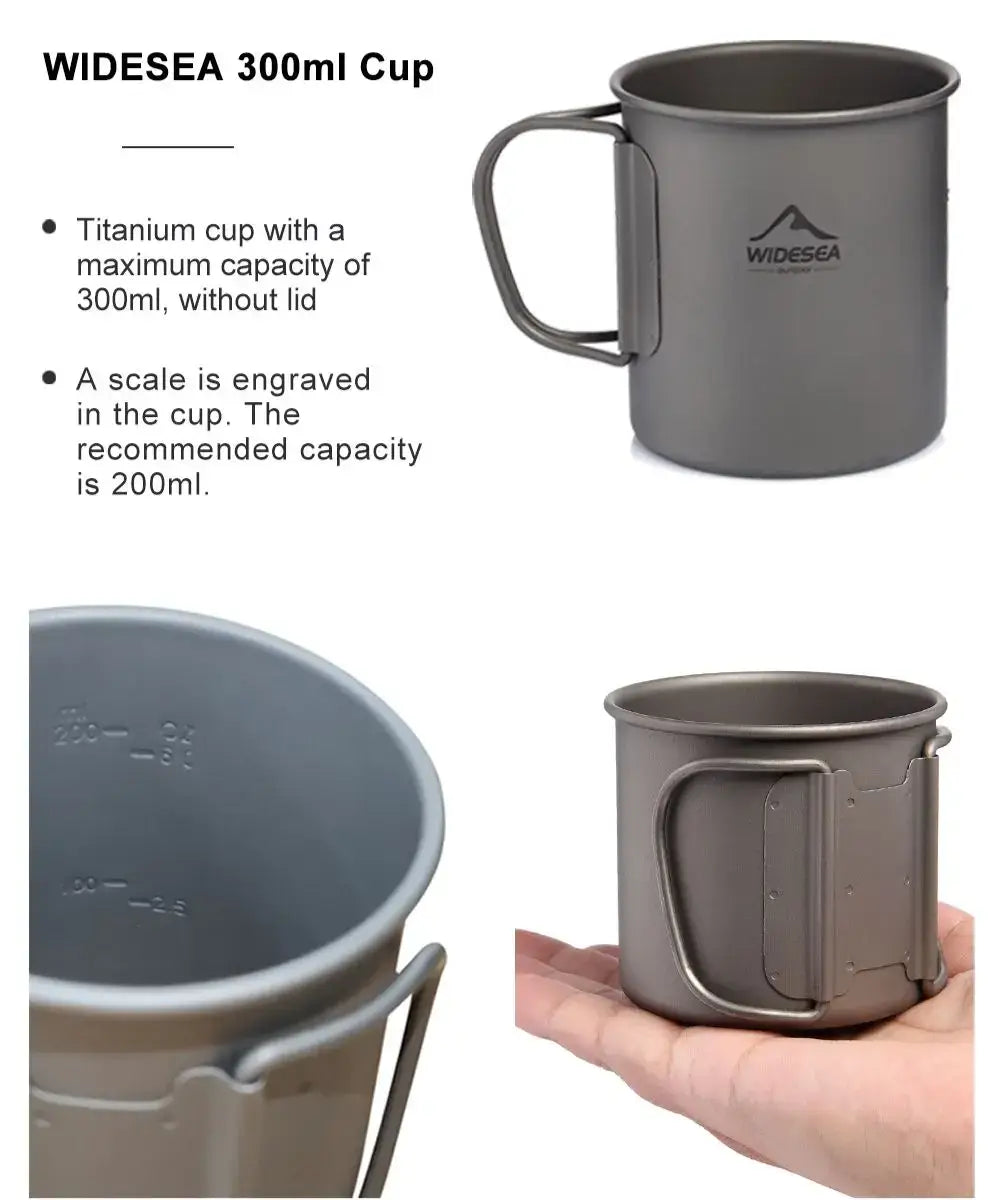 Camping Mug Titanium Cup Tourist Tableware Picnic Utensils Outdoor Kitchen Equipment Travel Cooking Set Cookware Hiking