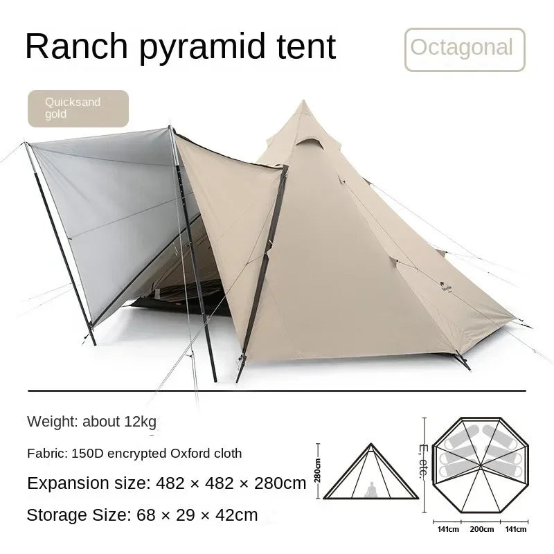 Large Space Pyramid Camping Tent for 4-8 People