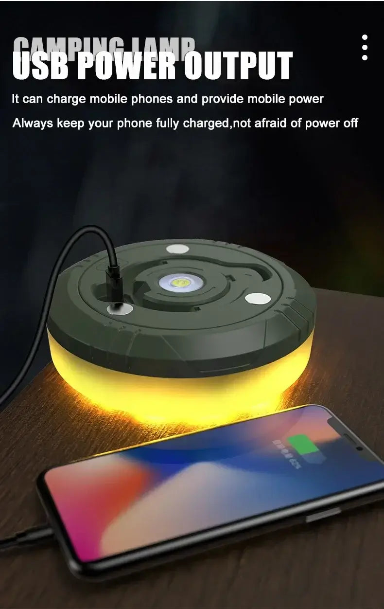Multifunctional 4 in 1 Design Camping Light String USB Rechargeable Outdoor Tent Decor Light XTE LED Flashlight with Magnet Hook