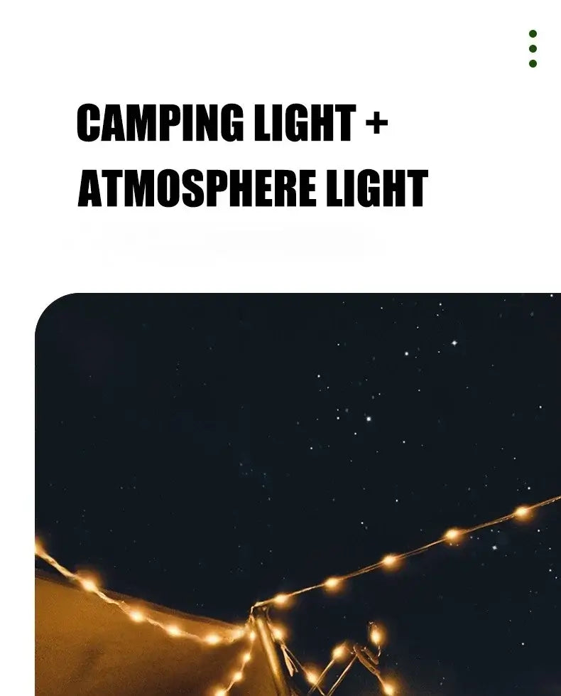 Multifunctional 4 in 1 Design Camping Light String USB Rechargeable Outdoor Tent Decor Light XTE LED Flashlight with Magnet Hook