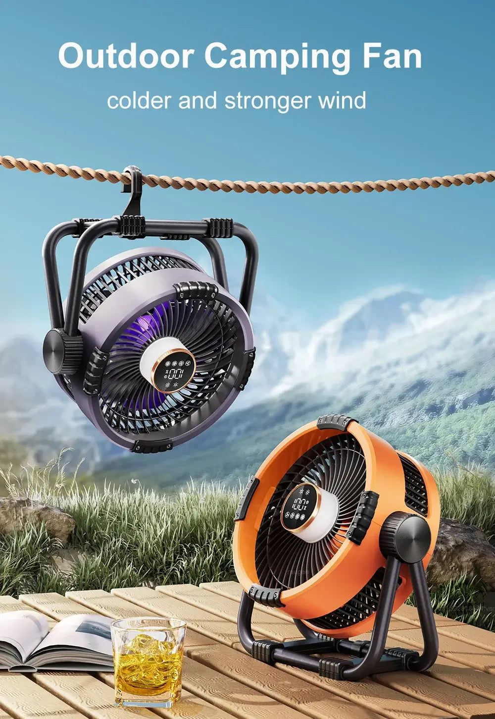 Camping Fan Portable Electric Fan 20000mAh Rechargeable Desktop Air Circulator Wireless Ceiling Electric Fan with Power Bank