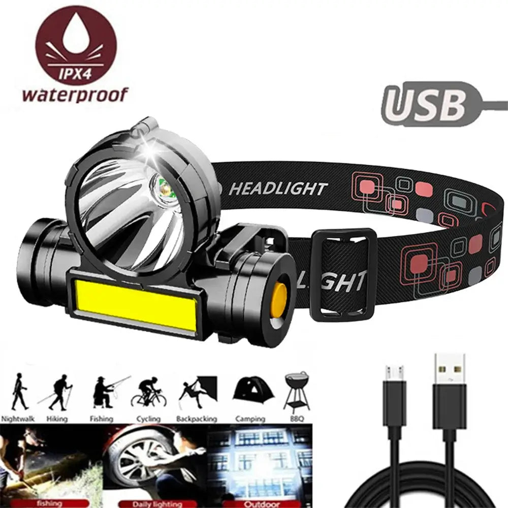 LED Sensor Headlamp Camping Search Light Head Flashlight Rechargeable Powerful Head Lamp Front Lanterns Headlights 5 Styles