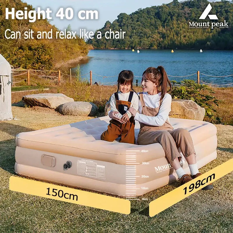 Air Mattress Glamping Mats PVC Inflatable Sleeping Mattress Luxury 2 Person Camping Bed Mat Built-in Pump Thicken Mat