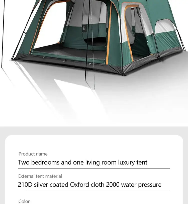 Outdoor Camping Family Tent 4-10 Person Double Layers Oversize 2 Rooms Thickened Rainproof Outdoor Family Camp Tour Equipment