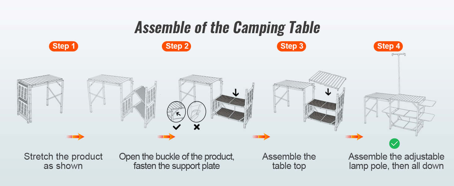 VEVOR Camping Kitchen Table with Sink, Aluminum Folding Portable Outdoor Cook Station, for Picnic BBQ Beach Traveling